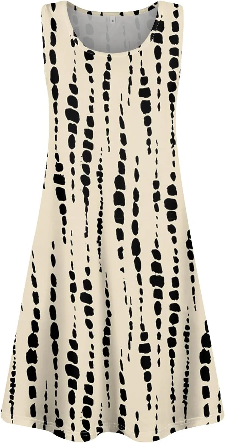 Womens Summer Dresses Casual Beach Sleeveless Loose U Neck Sundresses Dress with Pockets