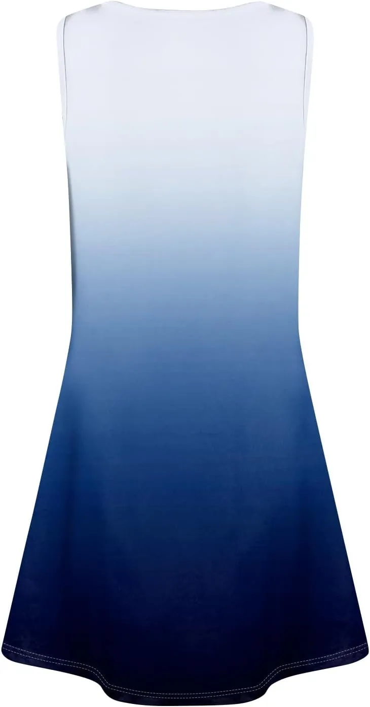 Womens Summer Dresses Casual Beach Sleeveless Loose U Neck Sundresses Dress with Pockets