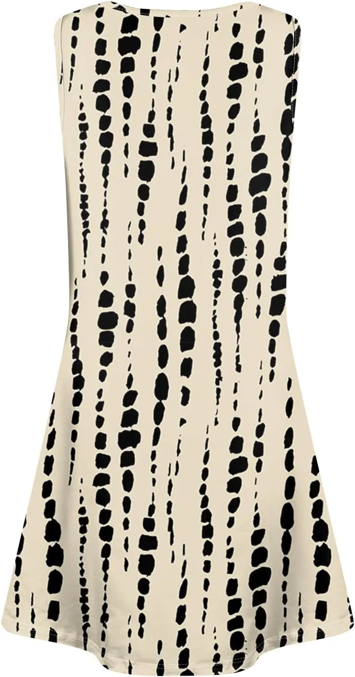 Womens Summer Dresses Casual Beach Sleeveless Loose U Neck Sundresses Dress with Pockets