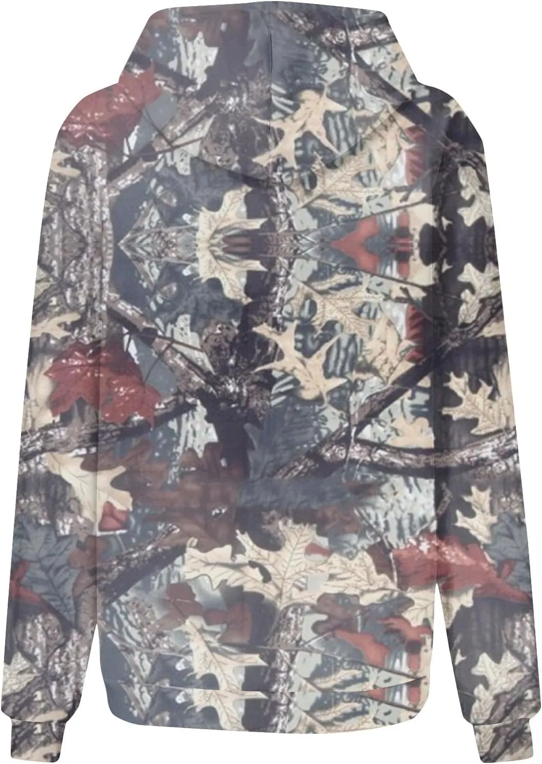 Womens Sweatshirts Trendy Camo Hoodie Maple-Leaf Print Hooded Long Sleeve Tops with Pocket Fall Clothes