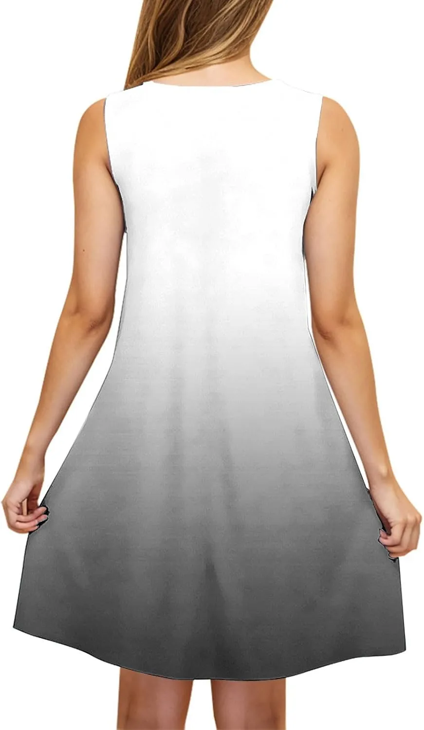 Womens Tie Dye Summer Dresses 2025 Gradient Loose Crew Neck Sleeveless Sundresses Fashion Color Block A-Line Dress