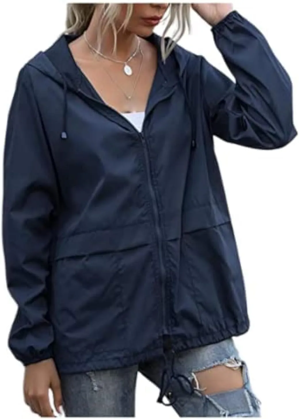Women's Waterproof Rain Jacket Lightweight Hooded Raincoat for Hiking Travel Outdoor Windbreaker Travel Jacket (S-2XL)