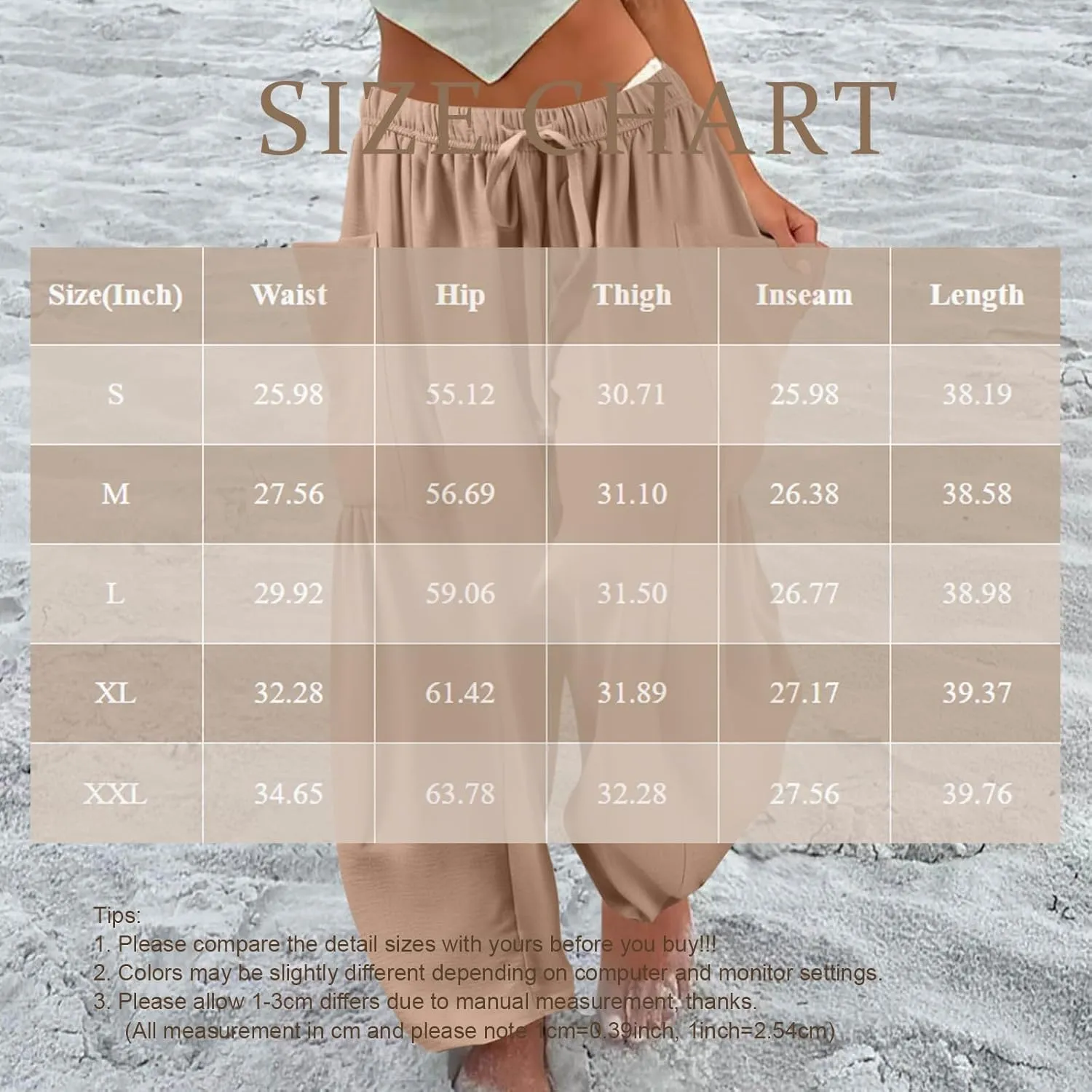Women's Wide Leg Pants Comfy Casual Loose Fit Drawstring Flowy Summer Beach Palazzo Harem Pants with Pockets