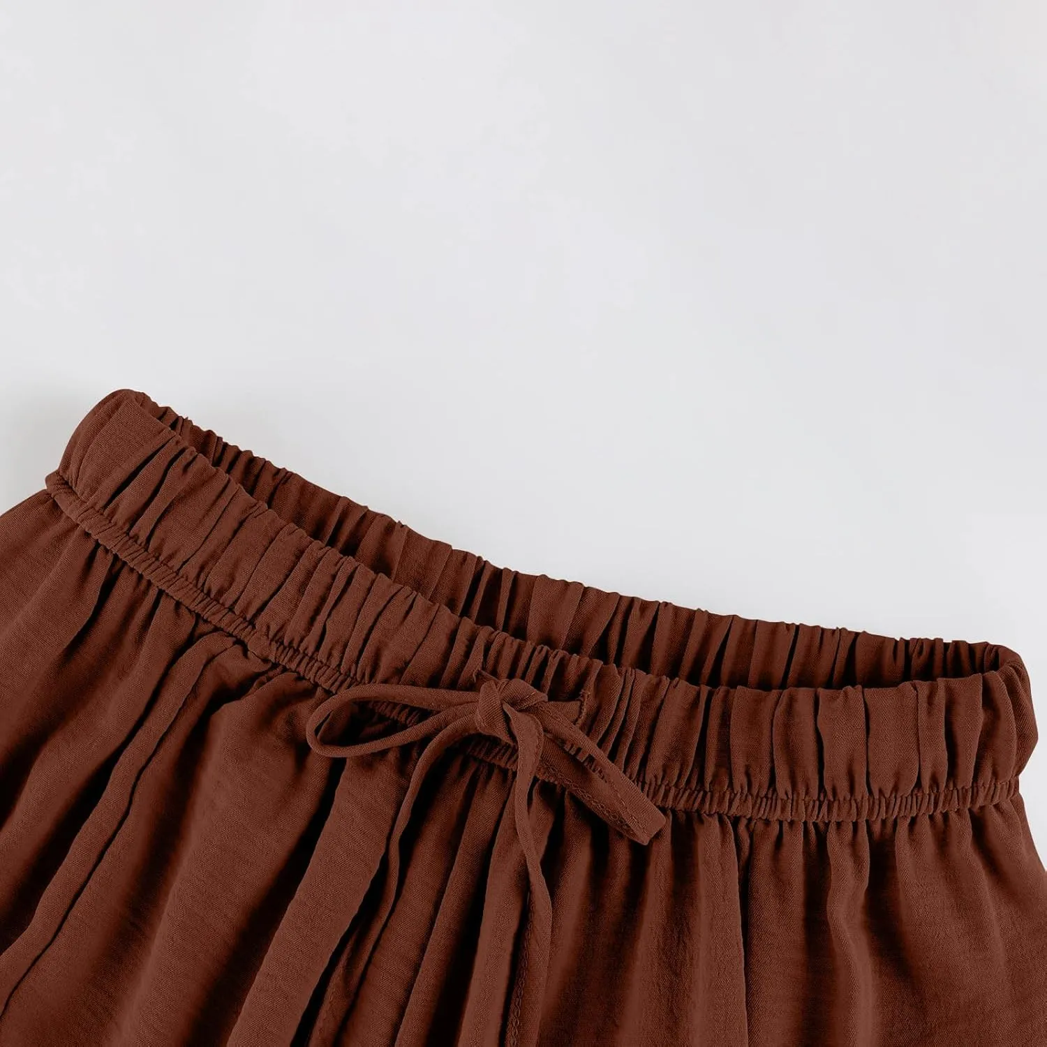 Women's Wide Leg Pants Comfy Casual Loose Fit Drawstring Flowy Summer Beach Palazzo Harem Pants with Pockets