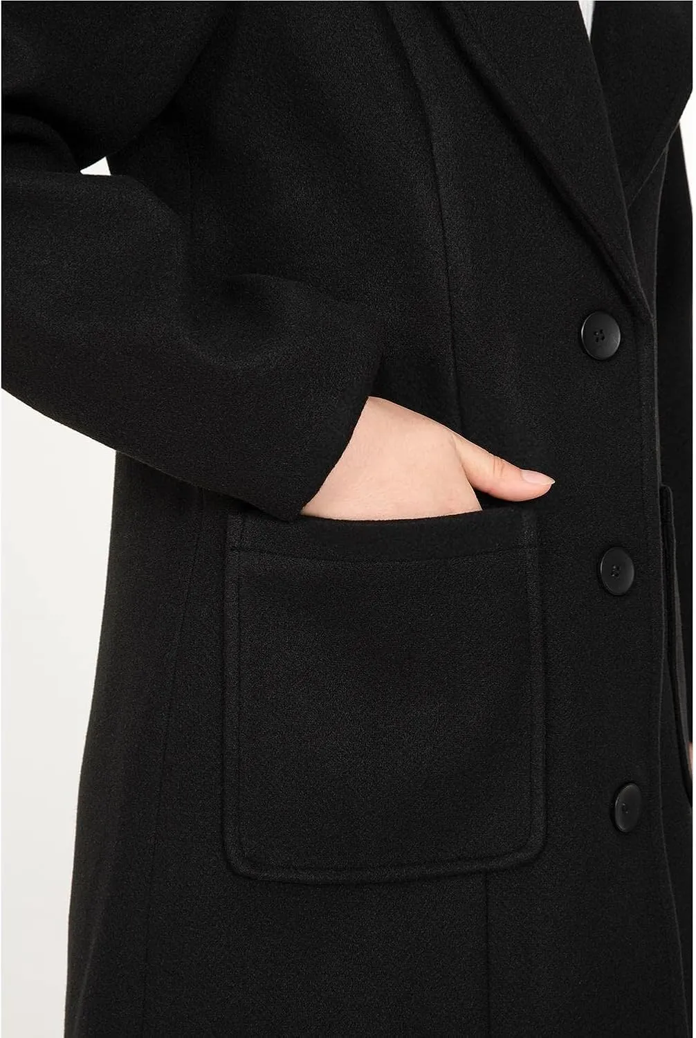 Women's Wool Blend Pea Coat Notch Lapel Single Breasted Classic Winter Long Wool Trench Coat
