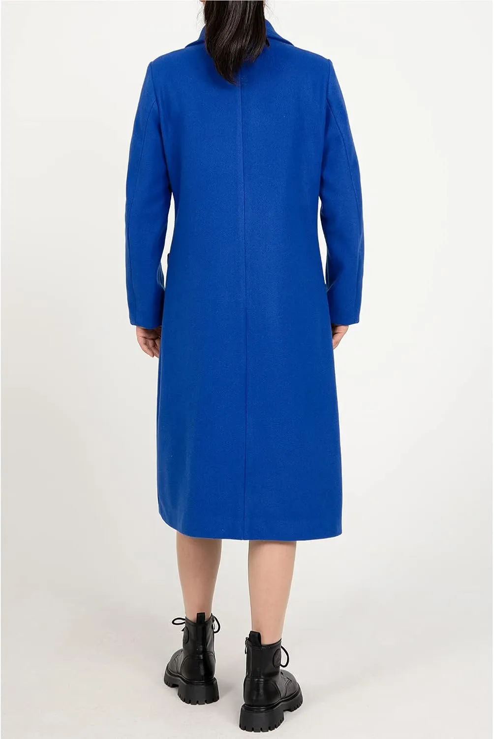 Women's Wool Blend Pea Coat Notch Lapel Single Breasted Classic Winter Long Wool Trench Coat
