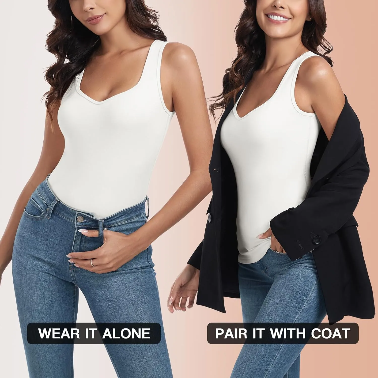 WOWENY Sleeveless Thermal Fleece Tank Top for Women Sweetheart Neck Camisole Warm Base Layer Cami Vest Underwear Tops