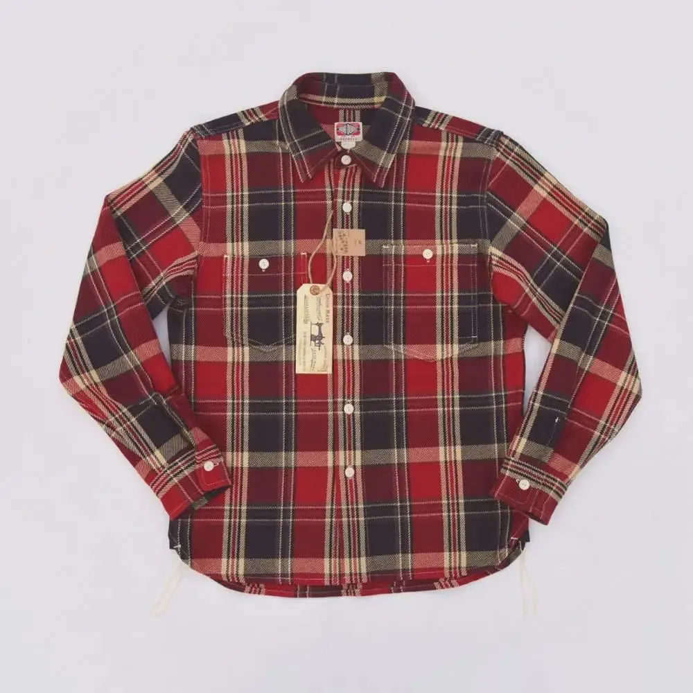 Yarn Dyed Cotton Checked Shirts with Asymmetrical Pockets - Plaid Work Shirts