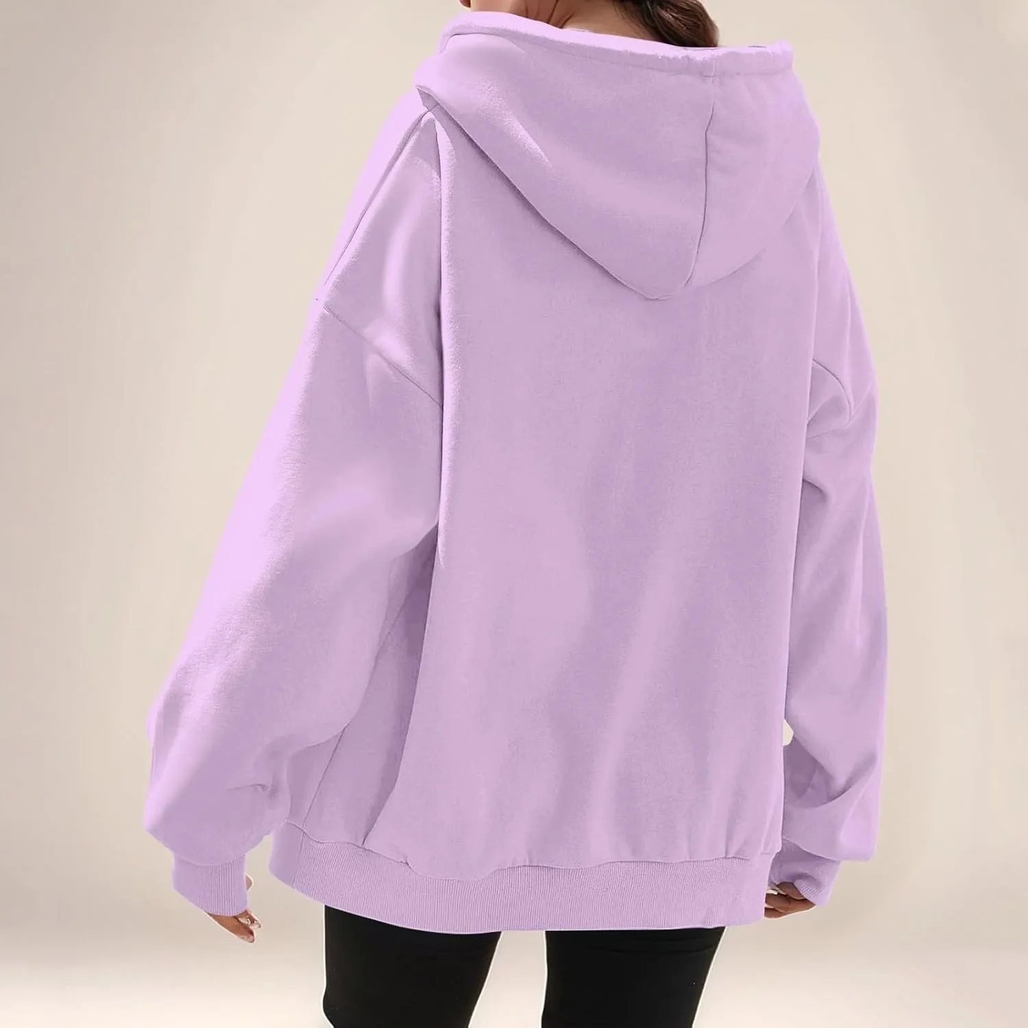 Zip Up Hoodie Women Preppy Casual Comfy Fleece Jacket Trendy Long Sleeve Oversized Sweatshirt Winter Coats with Hood