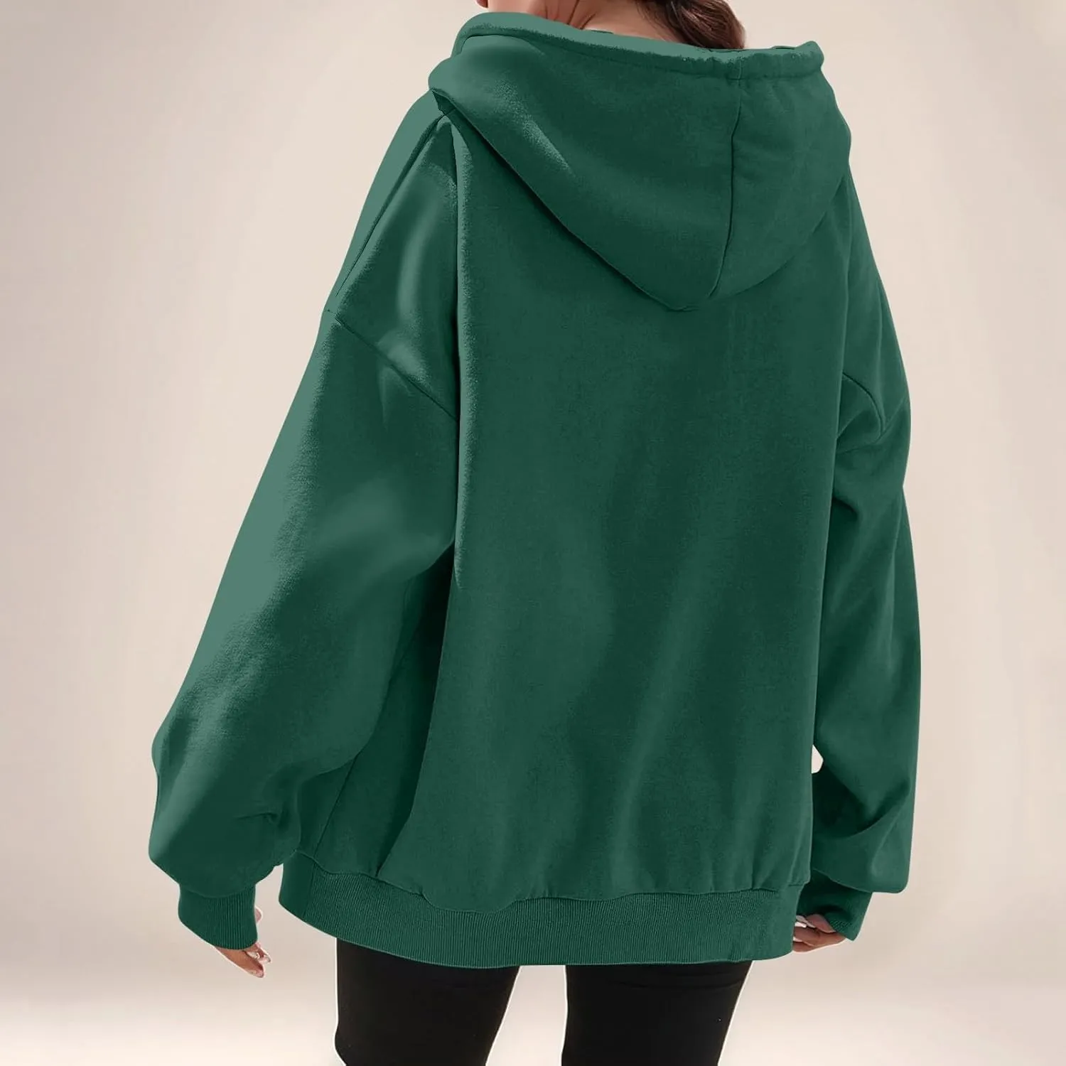Zip Up Hoodie Women Preppy Casual Comfy Fleece Jacket Trendy Long Sleeve Oversized Sweatshirt Winter Coats with Hood