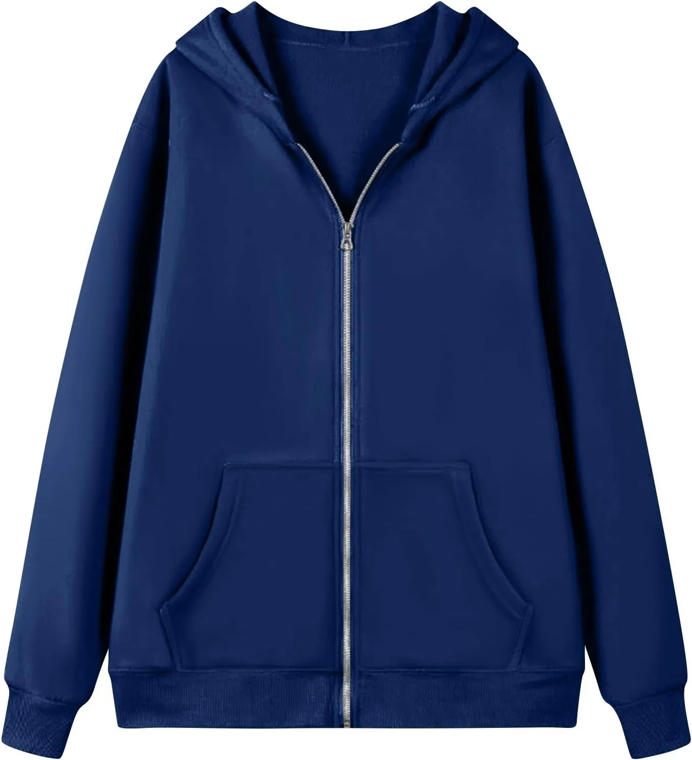 Zip Up Hoodie Women Preppy Casual Comfy Fleece Jacket Trendy Long Sleeve Oversized Sweatshirt Winter Coats with Hood