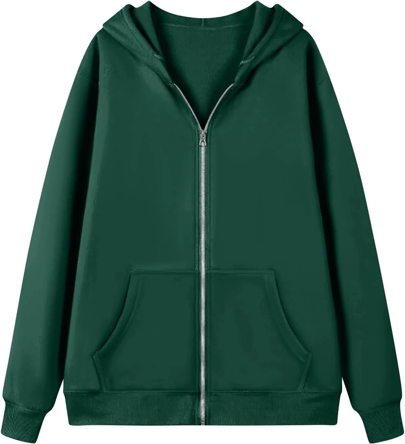 Zip Up Hoodie Women Preppy Casual Comfy Fleece Jacket Trendy Long Sleeve Oversized Sweatshirt Winter Coats with Hood