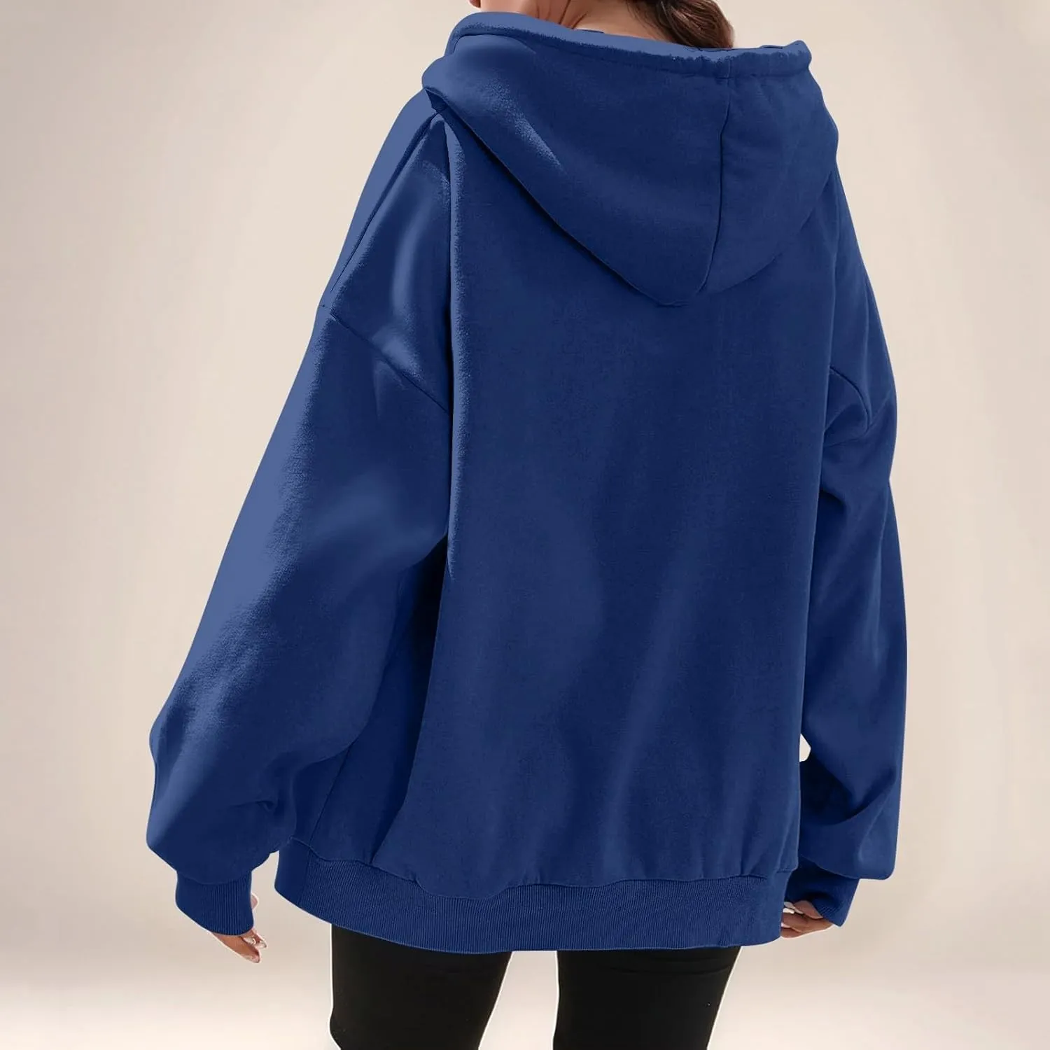 Zip Up Hoodie Women Preppy Casual Comfy Fleece Jacket Trendy Long Sleeve Oversized Sweatshirt Winter Coats with Hood