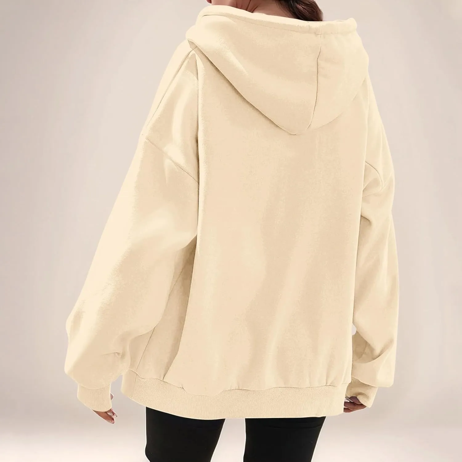 Zip Up Hoodie Women Preppy Casual Comfy Fleece Jacket Trendy Long Sleeve Oversized Sweatshirt Winter Coats with Hood